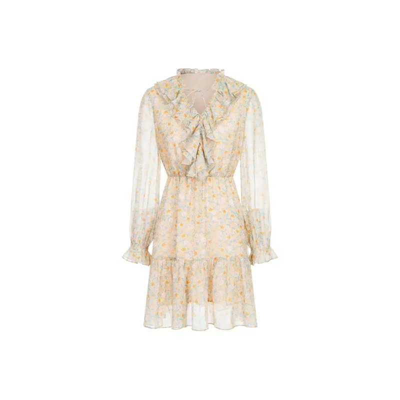 JZ Juzui Dress Women's Flower Yellow Green-0