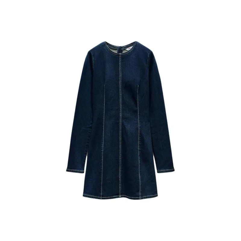 ZARA Trf Long Sleeved Dresses Women's Indigo-0