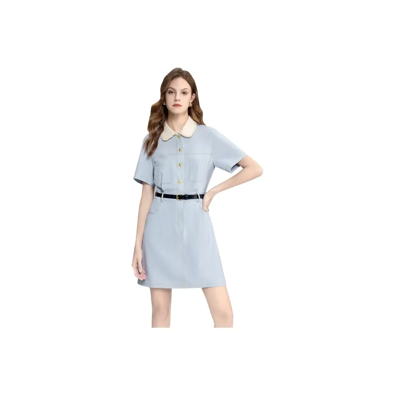 TOUCH Short Sleeved Dress Women's Light Blue-0