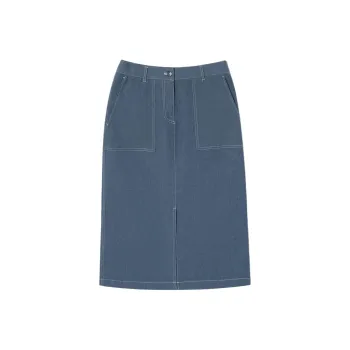 LACOSTE Denim Long Skirt Women's Light Blue