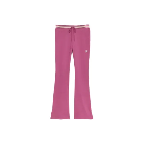 Victoria's Secret PINK Ivy Fleece Split-Hem Flare Sweatpants/Red Violet Knitted Sports Pants Women's Red Purple