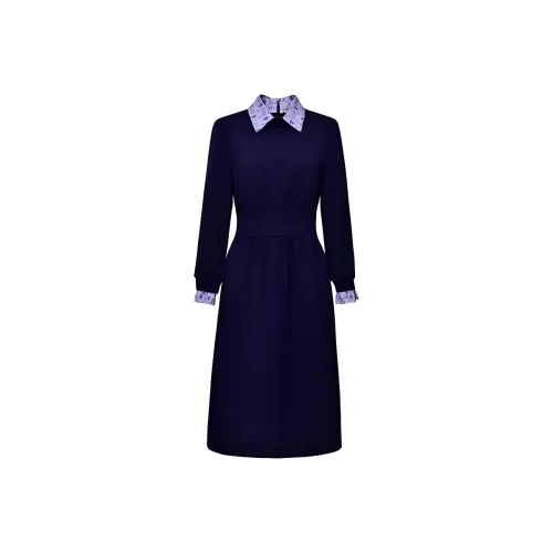 DIFFIE RIEGER Long-Sleeved Dresses Women's Navy Blue
