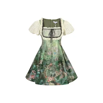 LULUALWAYS Short Sleeved Dress Women's Green