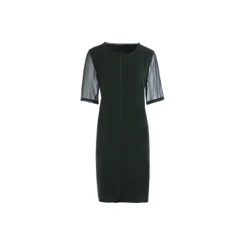 QIAOWANNI Short Sleeved Dress Women's Forest Green