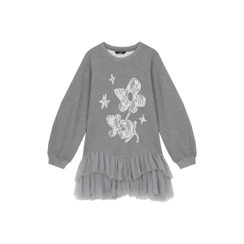 ELF SACK Long Sleeved Dress Women's Vintage Heather Gray