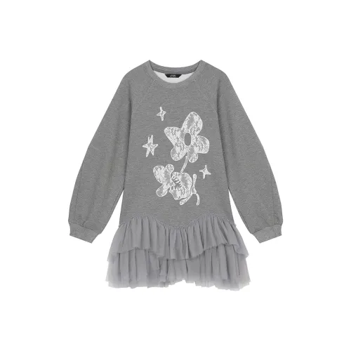 ELF SACK Long Sleeved Dress Women's Vintage Heather Gray