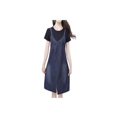 Mapping Short-Sleeved Dresses Women's Blue