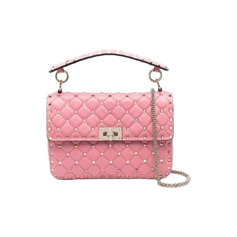 Valentino ROCKSTUD SPIKE Lambskin Shoulder Bag, Crossbody Bag, Handbag Women's Pink-0