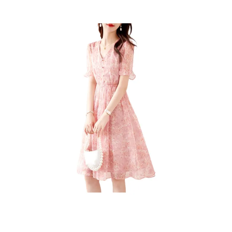 Still Quiet Short Sleeved Dresses Women's Pink-0