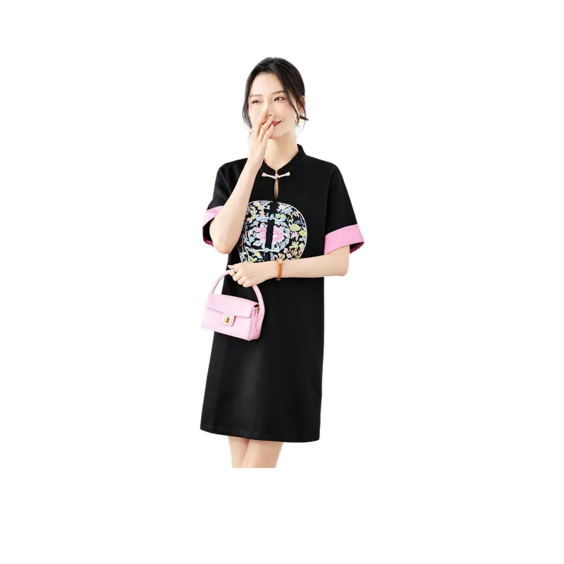 TERRE BLEUE Short Sleeved Dresses Women's Black-0
