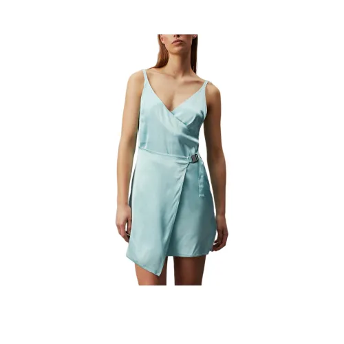 CALVIN KLEIN Slip Dresses Europe Version Women's Light Green Turquoise Stone Color