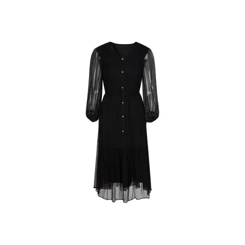 JZ. ANNAKRO Long Sleeved Dresses Women's Plain Black