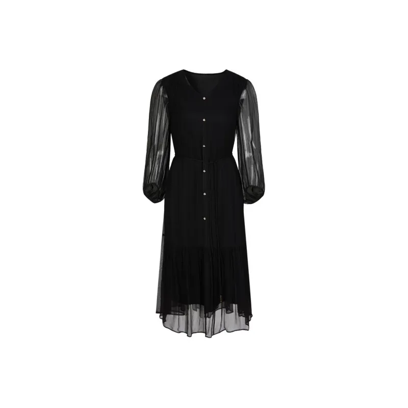 JZ. ANNAKRO Long Sleeved Dresses Women's Plain Black-0