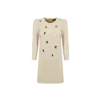 Elisabetta Franchi Logo Embellished Crepe Crewneck Mini Dress