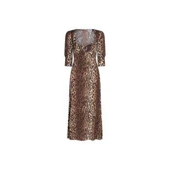 Rixo All-Over Leopard Printed Midi Dress