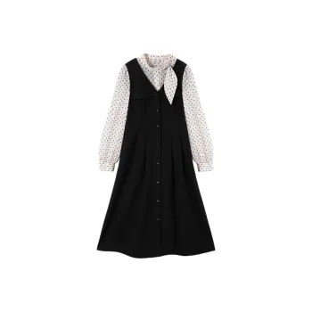 XIANGYING Long Sleeved Dresses Women's Black