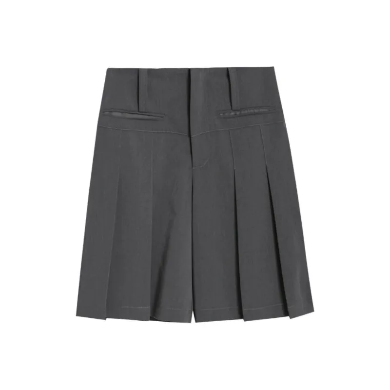 Self Who Casual Shorts Women's Preppy Gray-0