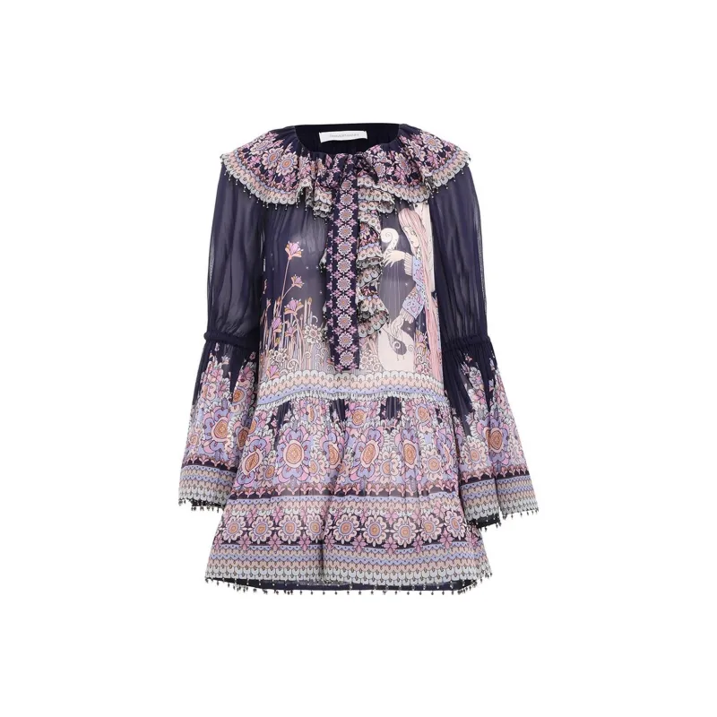 Zimmermann Long Sleeved Dress Women's Purple-0