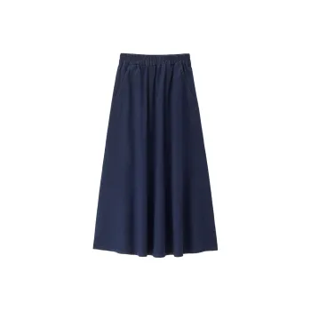 UNIQLO Denim Long Skirt Women's 71 Dark Blue