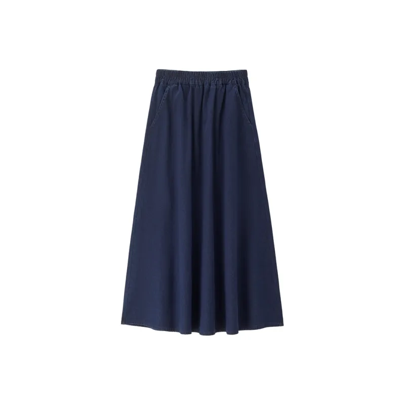 UNIQLO Denim Long Skirt Women's 71 Dark Blue-0