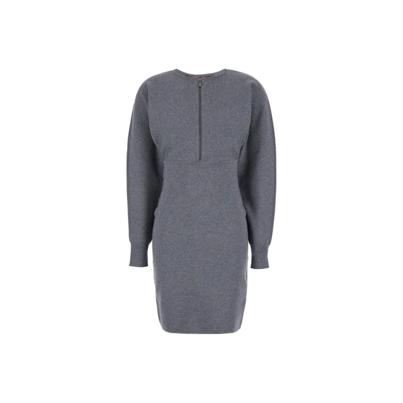 MaxMara Studio Zip Detailed Crewneck Long Sleeved Dress-0