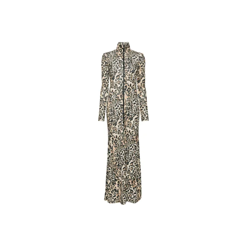 NANUSHKA Leopard print Zip up Maxi Dress-0