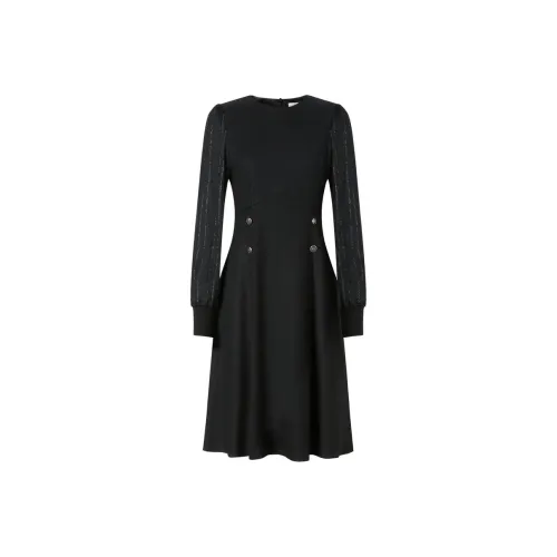 JZ. ANNAKRO Long Sleeved Dress Women's Plain Black