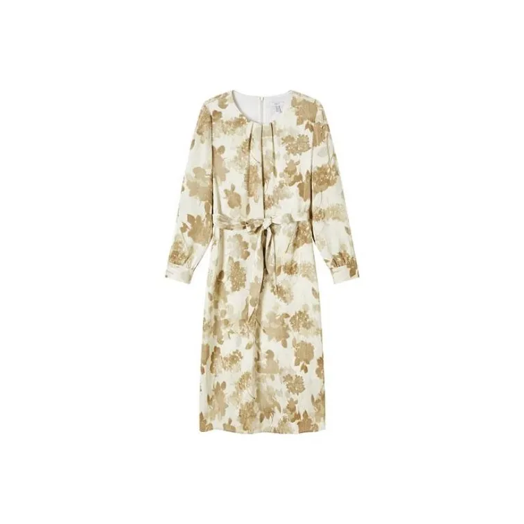 FINITY Long Sleeved Dresses Women's Apricot With Print-0