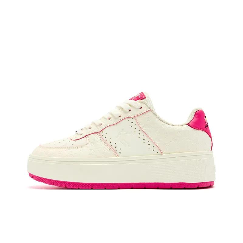 PINK PANTHER x QIAODAN Abrasion Resistant Slip Resistant Low Top Skateboard Shoes Women's Ivory White Smart Powder-1
