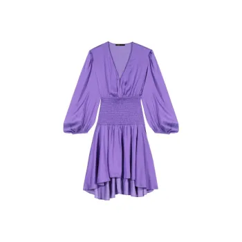 Maje Shirred-waist Satin Minidress