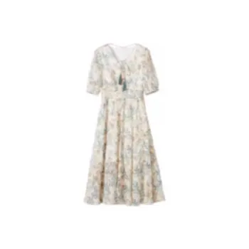 XIANGYING Short Sleeved Dress Women's Blue