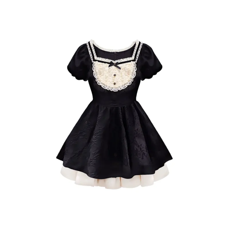 SYEEE WITH U Short Sleeved Dress Women's Black-0