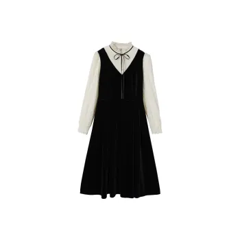 XIANGYING Long Sleeved Dress Women's Black
