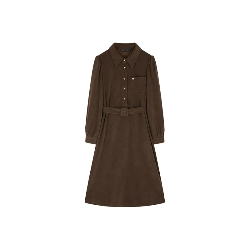Mo Han Yi Mei Long Sleeved Dress Women's Coffee-0