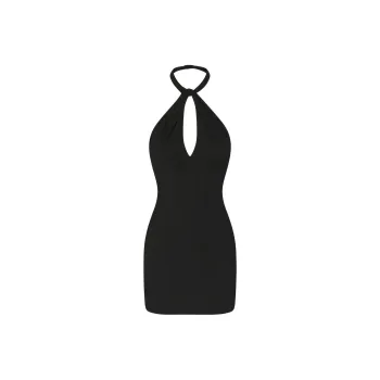 SKIMS SUMMER MESH HALTER MINI DRESS Sleeveless Dress Women's ONYX/Onyx
