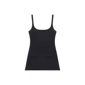 COURREGES Twill Suspenders Trapeze Dress 'Black'
