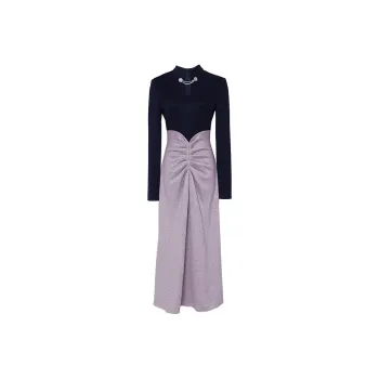 Duffy Fashion Long-Sleeved Dresses Women's Navy Blue+Purple
