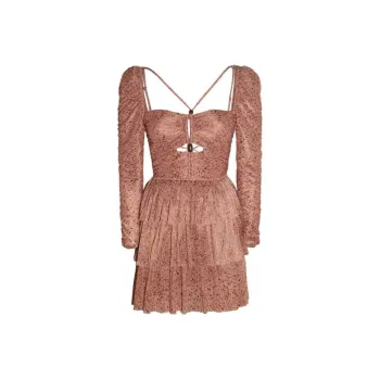 Sabina Musayev Puff sleeves Pleated Tiered Minidress