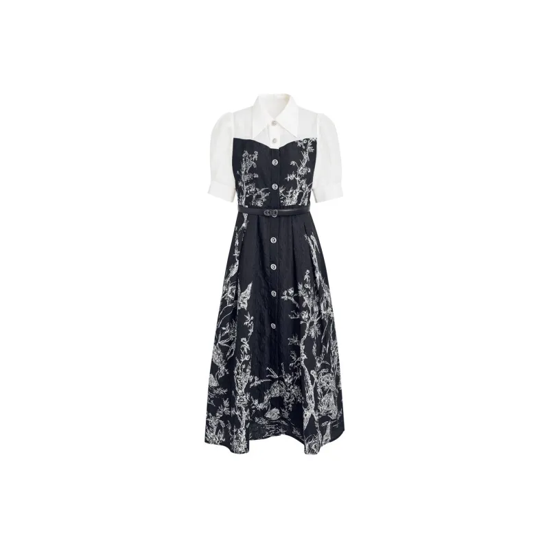 BADINA Short Sleeved Dress Women's Navy Blue-0