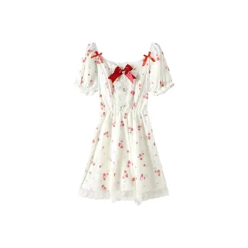 PAIN OR PLEASURE Short Sleeved Dresses Women's Red Floral