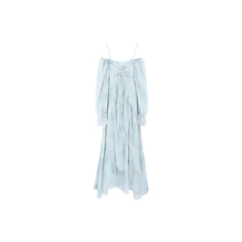 SNZX Long Sleeved Dresses Women's Light Blue