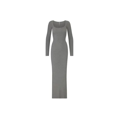 SKIMS SOFT LOUNGE Collection Long Sleeved Dress Women's Heather Grey/Gray