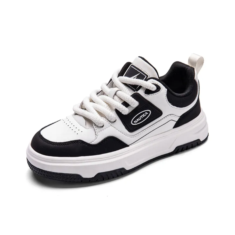 NAUTICA Abrasion Resistant Height Increasing Low Top Skateboard Shoes Men's White Black-1