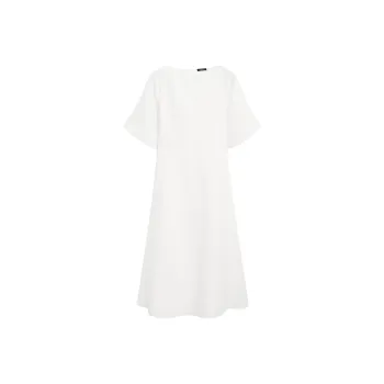 Massimo Dutti Short Sleeved Dress Women's White