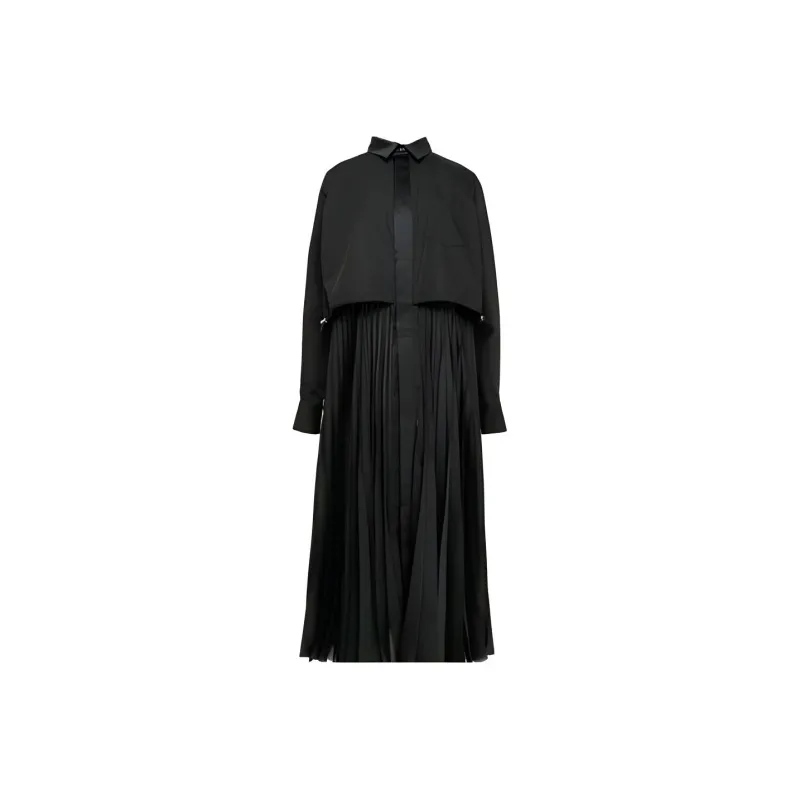Sacai Long-Sleeved Dresses Women's Black-0