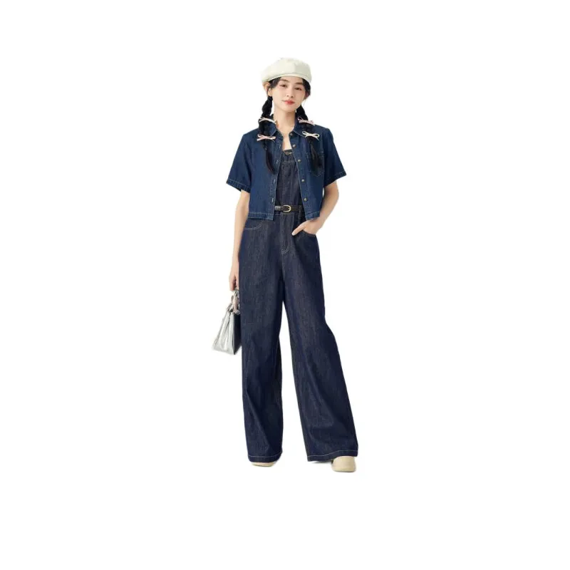 ZIHAN Overalls Women's Dark Denim Blue-0