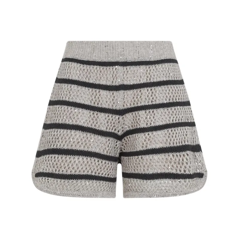 Brunello Cucinelli Striped Knitted Shorts-0