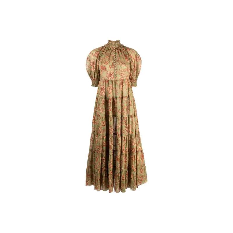 Zimmermann SS24 Short-Sleeved Dresses Women's Sage Green-0