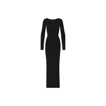 SKIMS SOFT LOUNGE LONG SLEEVE DRESS Long Sleeved Dresses Women's Onyx Black