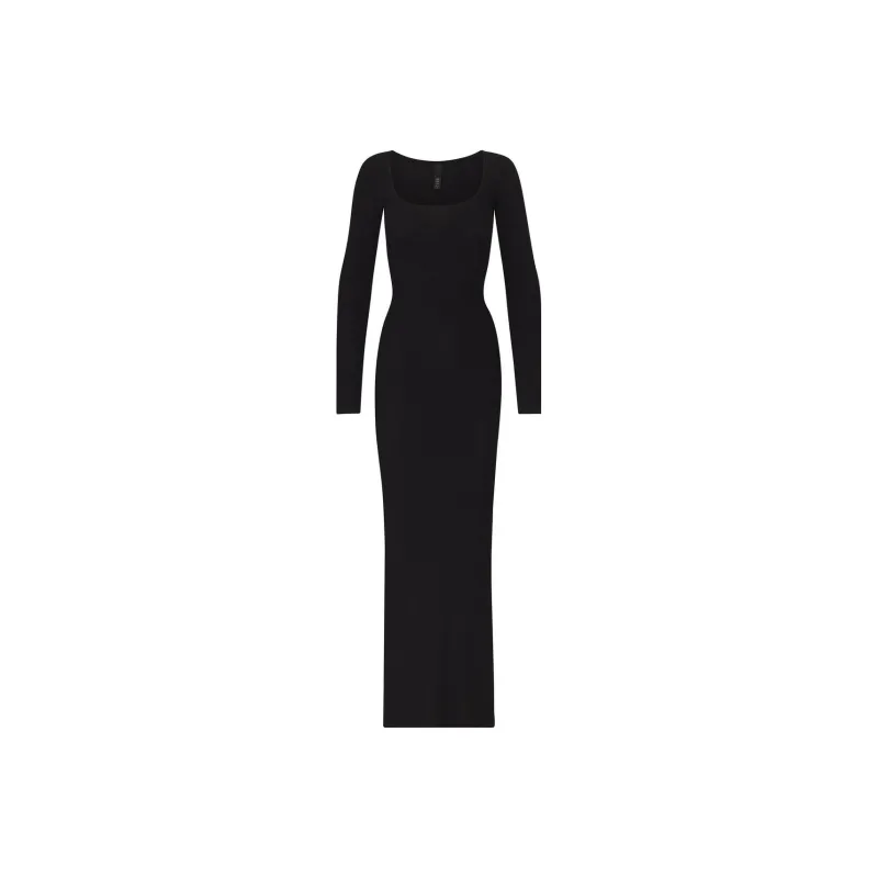 SKIMS SOFT LOUNGE LONG SLEEVE DRESS Long Sleeved Dress Women's Onyx Black-0